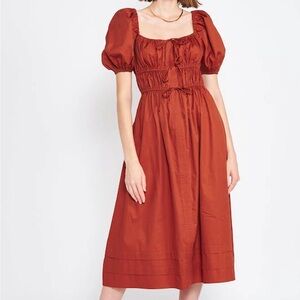 EN SAISON Sveta Midi Dress In Cognac